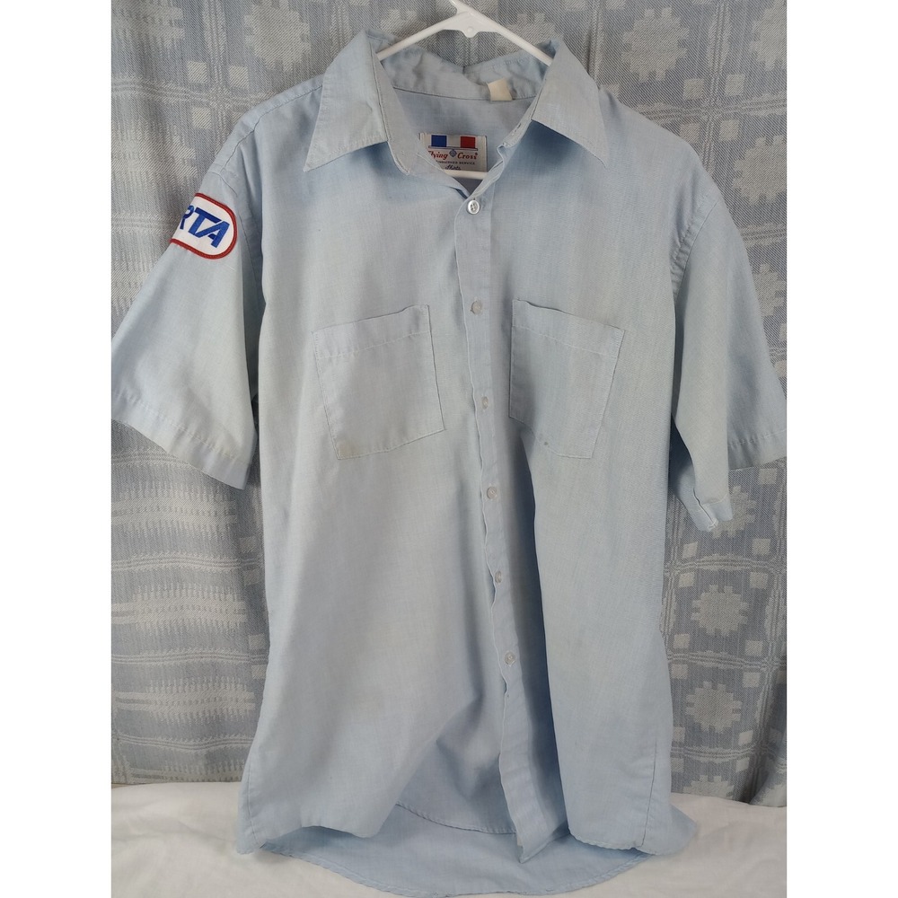 VTG Flying Cross Uniform Shirt Men's Size Large W/Patch Stained Thrashed Rock‎